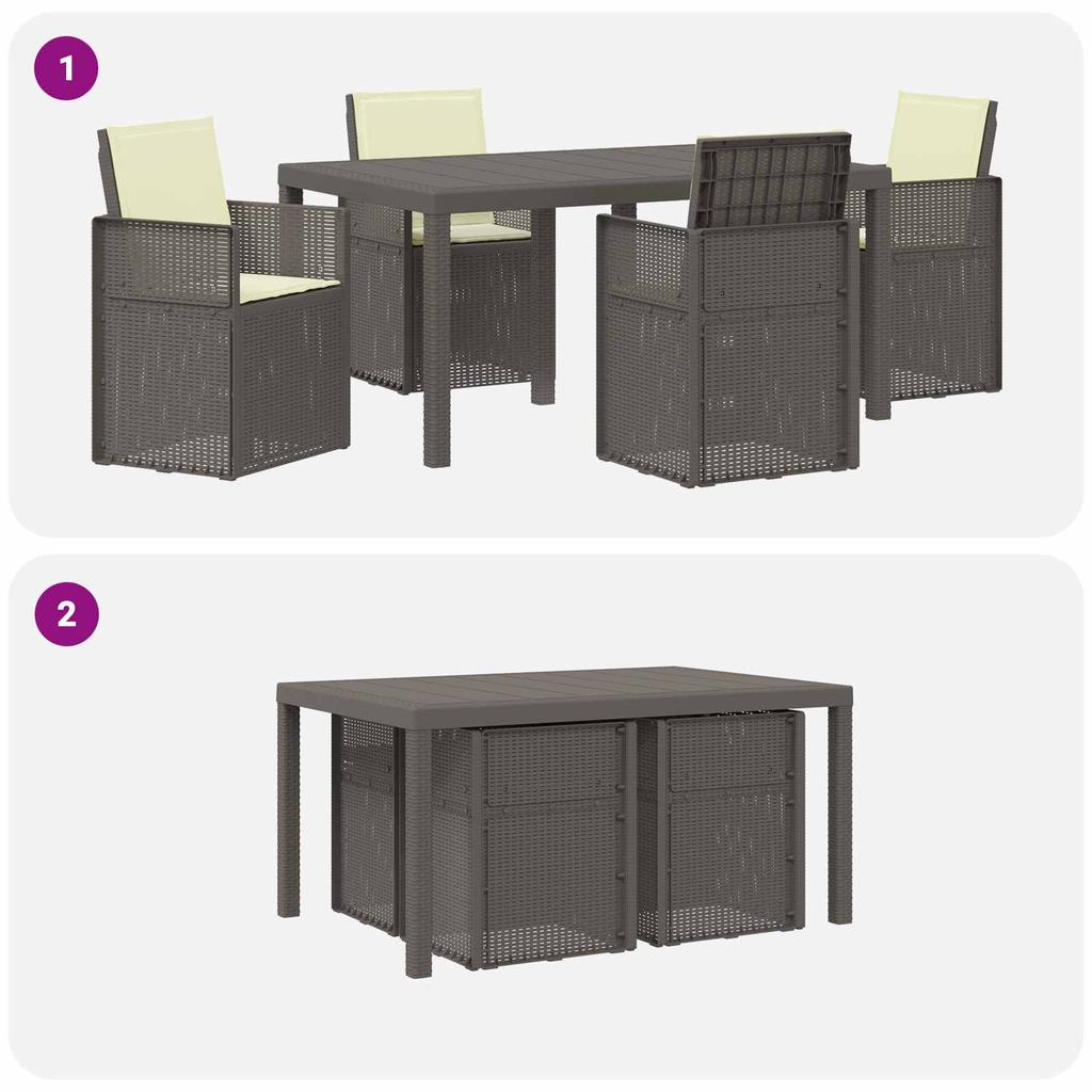 Garden Dining Set 5 pcs Light Grey and Cream PP