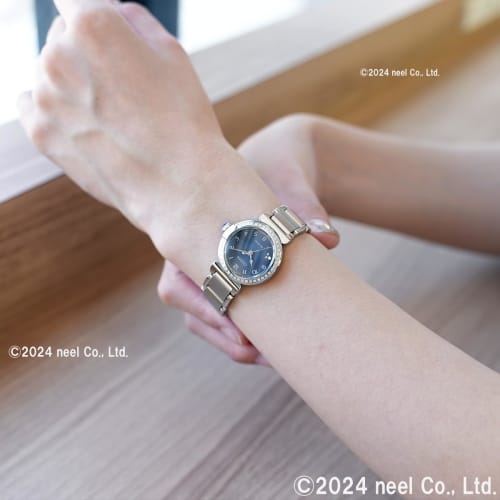 Citizen ROUND Collection Watch, EM1120-87L, Women's, Waterproof, Navy Blue with Diamonds, Solar-powered Eco-Drive, Silver.