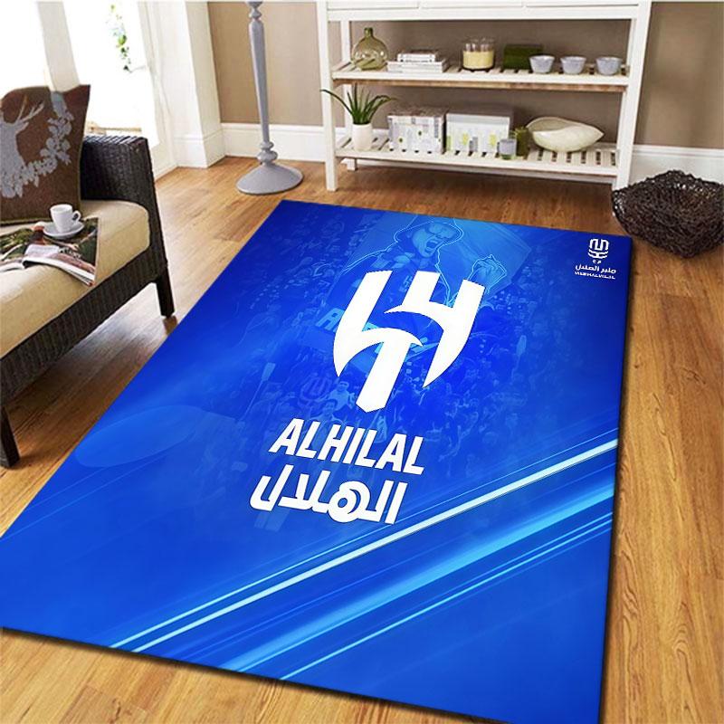Tappeto Al-Hilal Saudi FC per Soggiorno Camera da Letto Casa Decorazione Divano, Tappetino Antiscivolo per Giochi Bambini