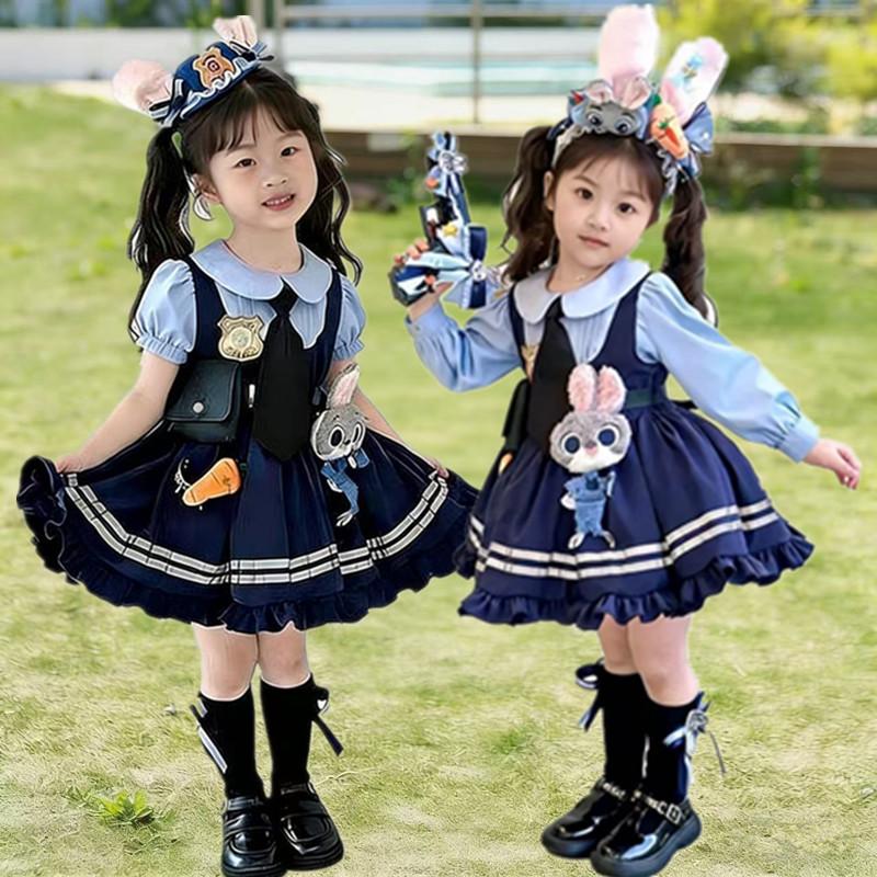 Kids Judy Hopps Costume Set with Princess Dress and Full Accessories
