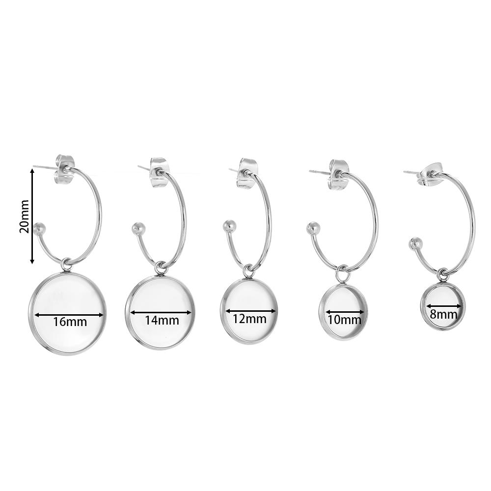 10 Stück Edelstahl C-förmige Ohrhaken Ohrringe Leere Cabochon-Basis, Passend für 8-16mm Glascabochons