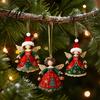Decorative Winter Home Accents 6/10/12/24/36PCS 2D Flat Wooden Angel Christmas Ornaments Hanging Decorations for Xmas Rustic Holiday Pendant