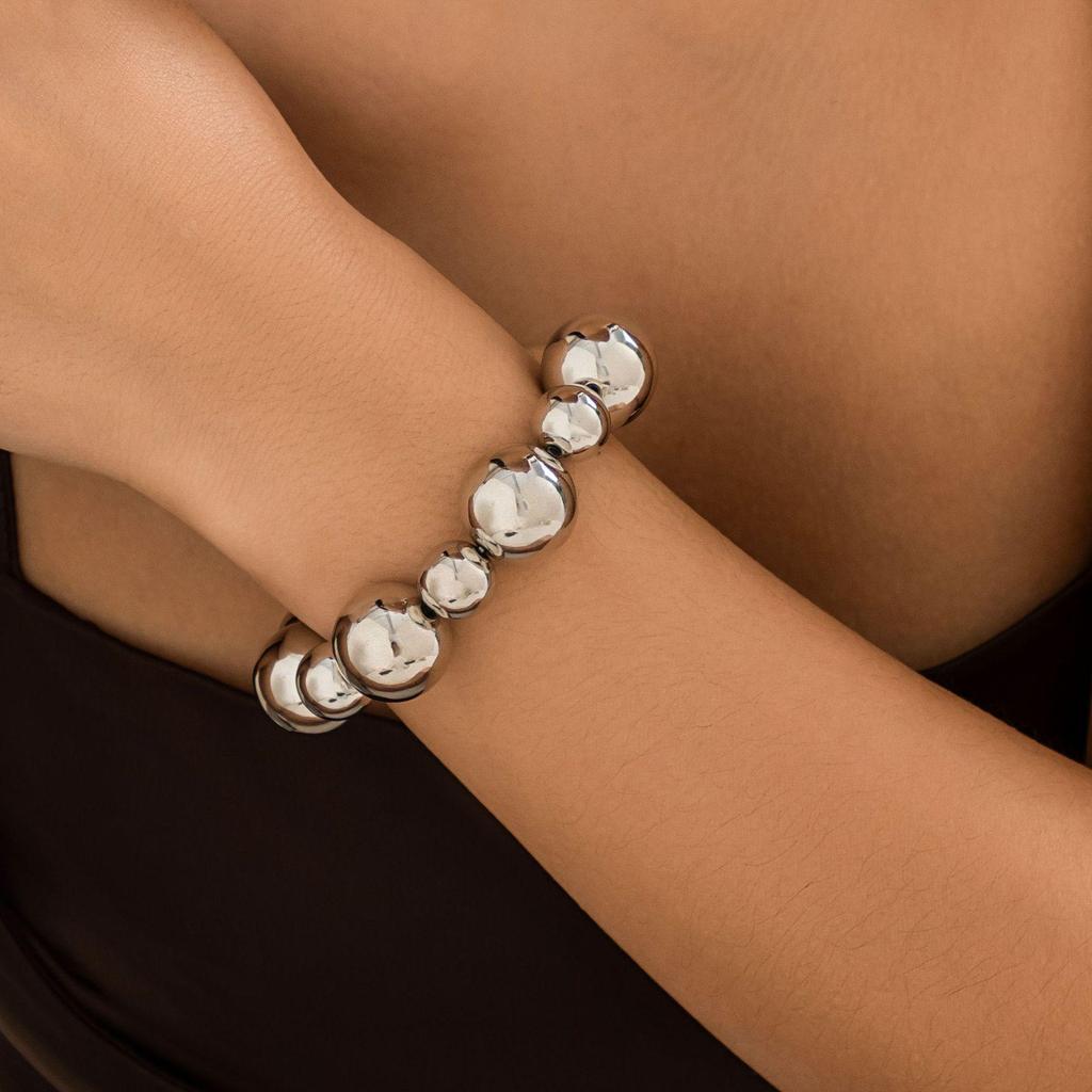 European & American Punk Color-Block Round Bead Imitation Pearl Necklace Set - Women's Geometric Statement Jewelry