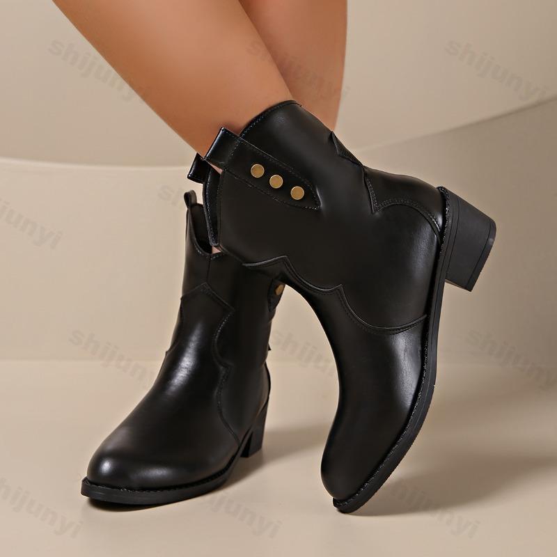 Fashion 2025 Autumn New Retro Designed Fashion Casual Short Boots for Women's Coarse Heel Pointed Head Fashion Comfortable Slip on Boots