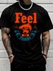 Unisex Blue Tee Retro Carp Fish Hook Fishing Slogan Graphic Print Short Sleeve Loose Casual Basic Top For Adult Male Daily Wear