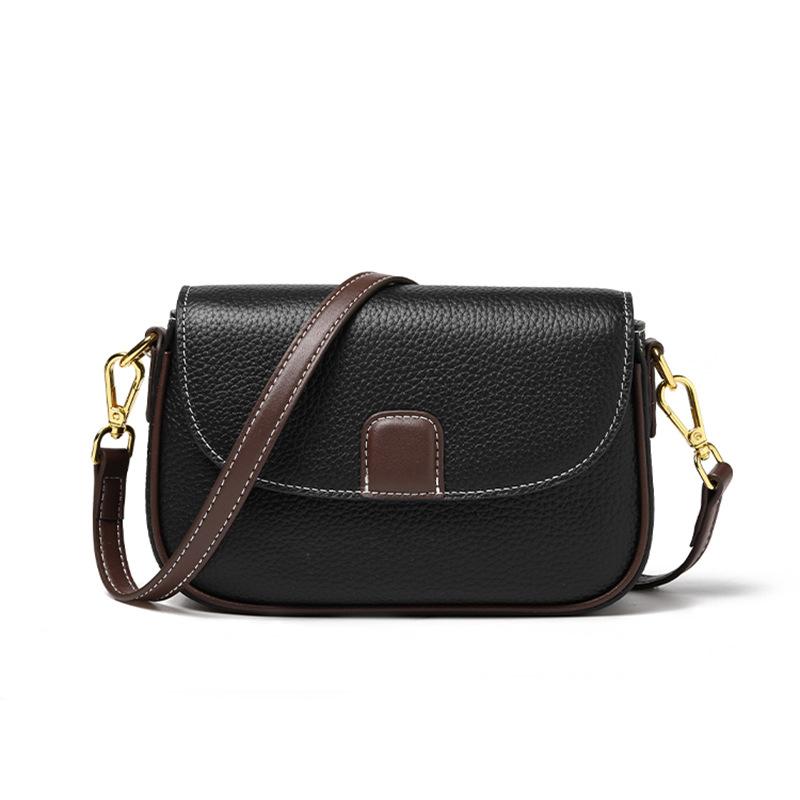 Small Bag Leather New Small Square Bag, Daily Matching Women's Bag Retro Cowhide Shoulder Messenger Bag