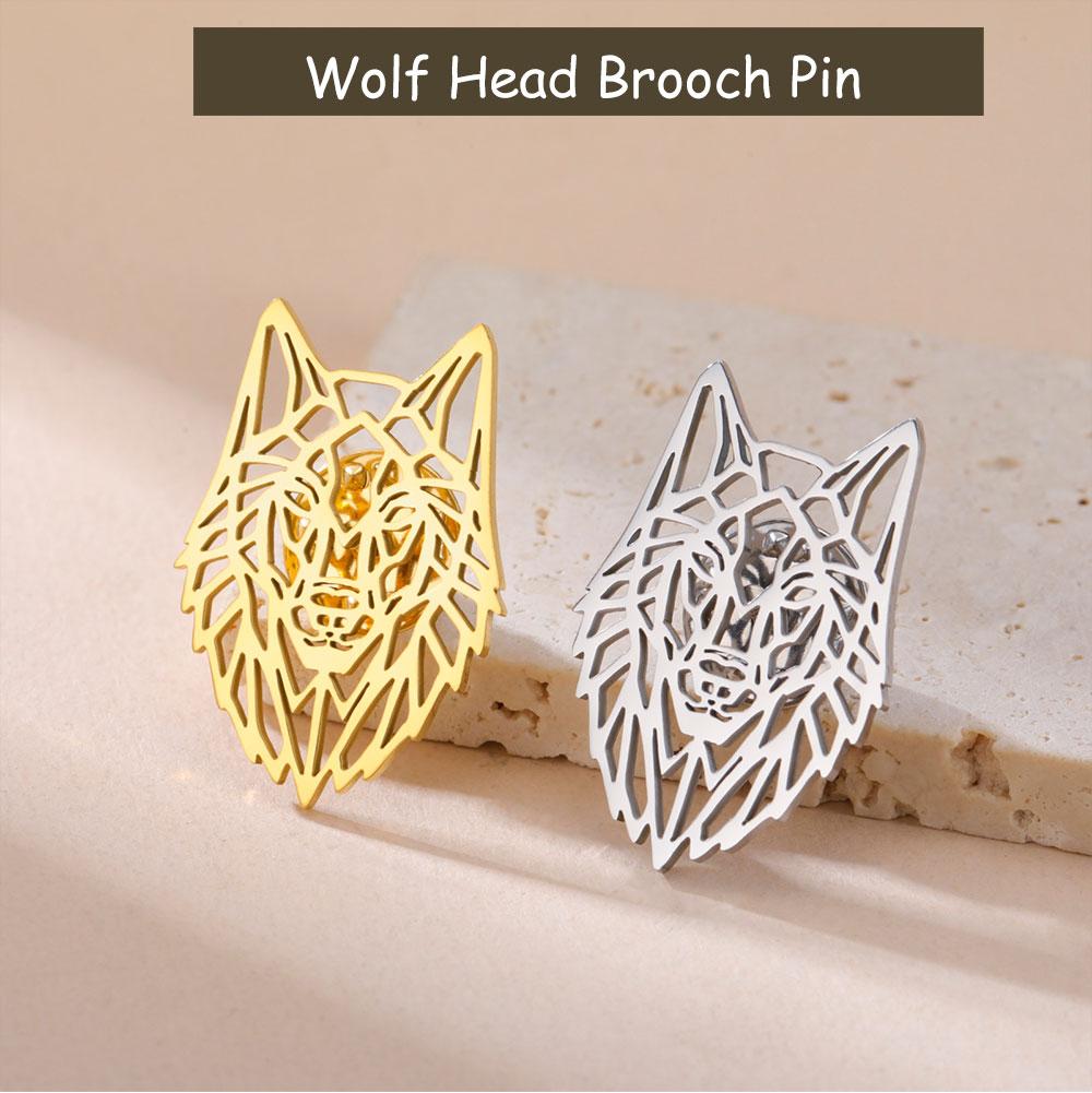 Cazador Animal Wolf Head Brooch for Men Women Stainless Steel Punk Pins Suit Collar Badges on Backpack Jewelry 2026 Gift New in