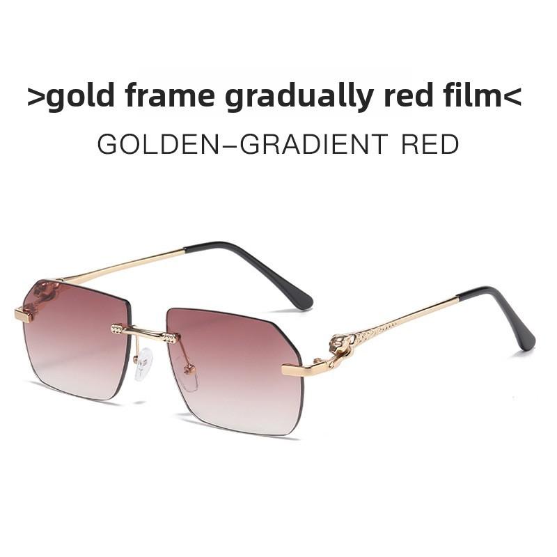 Leopard Pattern Womens Frameless Sunglasses With Pc Lenses For Trendy Street Style