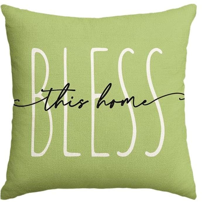 Easter Decoration, Spring Green Plant Linen Pillowcase, Car Sofa Lumbar Pillow Cushion