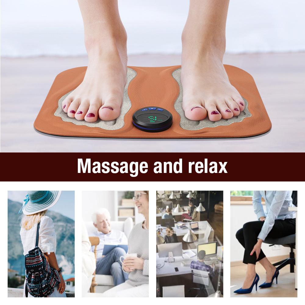 Smart Foot Massage Pad Rechargeable 6 Modes 15 Levels - Relax Muscles Improve Blood Circulation Slim Legs - Feet Massager