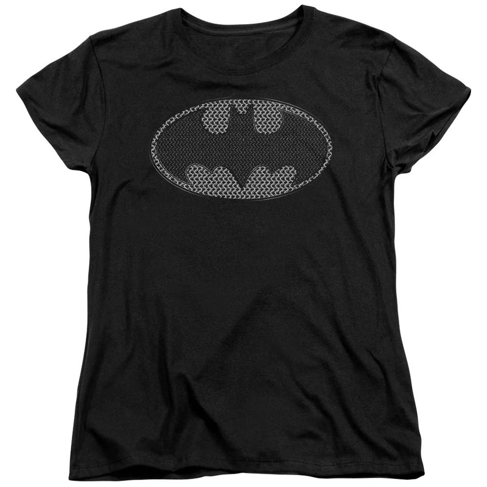 

Batman Chainmail Shield Womens T Shirt Black Officially Licensed L