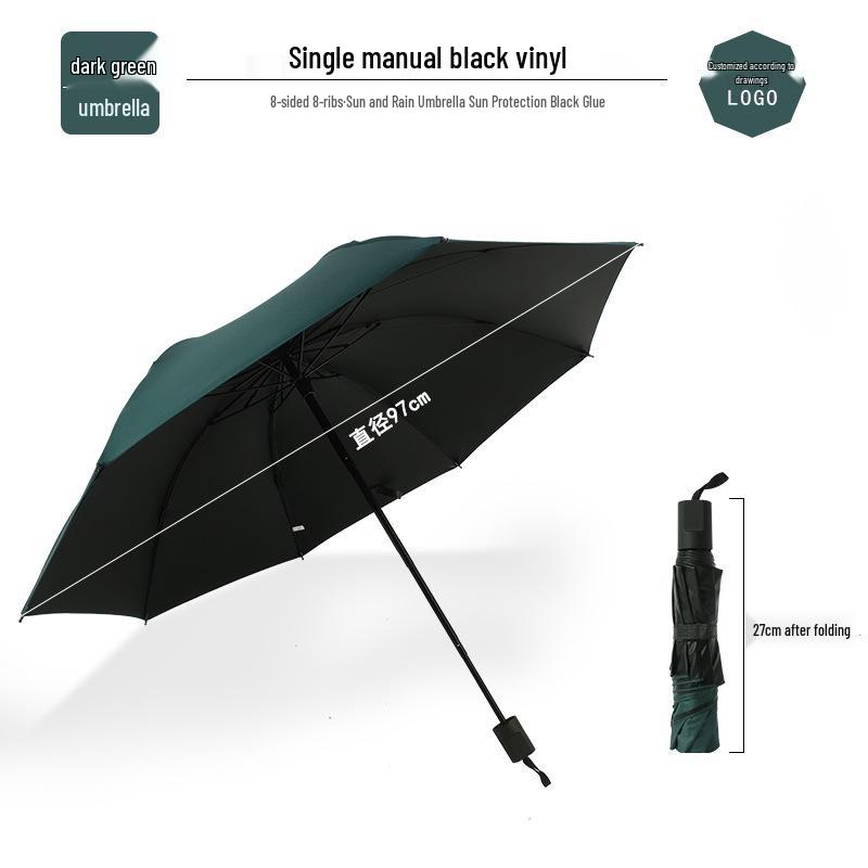 Dual-Use Automatic Umbrella for Men & Women: Sun & Rain Protection with black glue sunshade. Customizable with printed logo, fits two people.