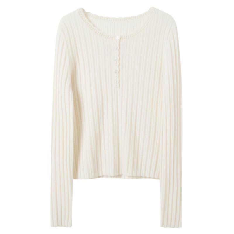 SanCai 2026 Winter Crochet Knit Long Sleeve Sweater