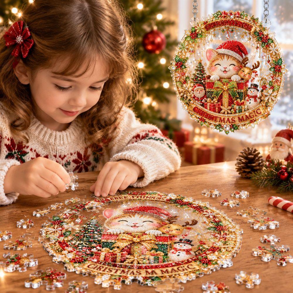 Acrylic Christmas Window Ornament 100Pcs Christmas Ornament Christmas Puzzle Ornament Home