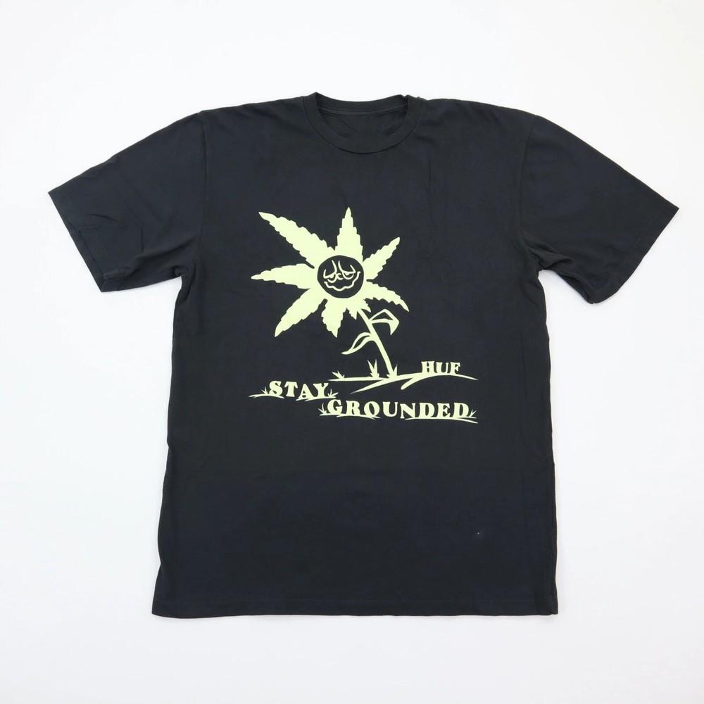 HUF Stay Grounded Скейт-футболка Черная стирка Мужская Унисекс XXXXL 1990₽