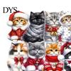 Festive Party Supplies Cute Cat Christmas Ornaments, 2D Wooden Cartoon Tree Xmas Gift for Friends Hanging Decorations Winter Holiday Home Decor
