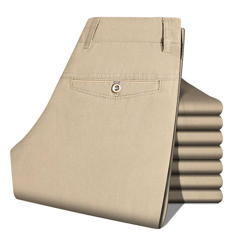 Men's Summer Cotton High-Waist Casual Trousers - Middle-Aged & Elderly 