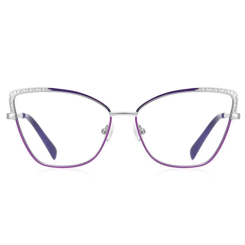 New Personality Sweet Cool Style Ladies Metal Cutout Cat Eye Anti-blue Light Glasses