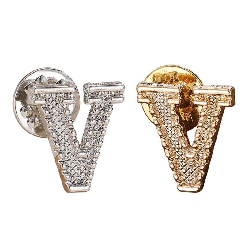 2Pcs New Metal Initial A To Z Pin 26 English Letter Pins Brooches Suit Shirt Badge Lapel Pin Fashion Jewelry For Men Women