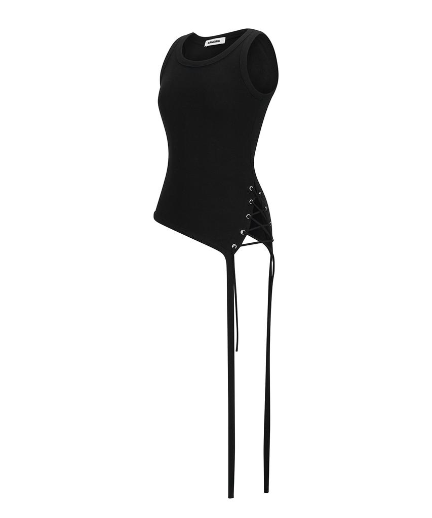 Saendeulig String Layered Sleeveless_Black