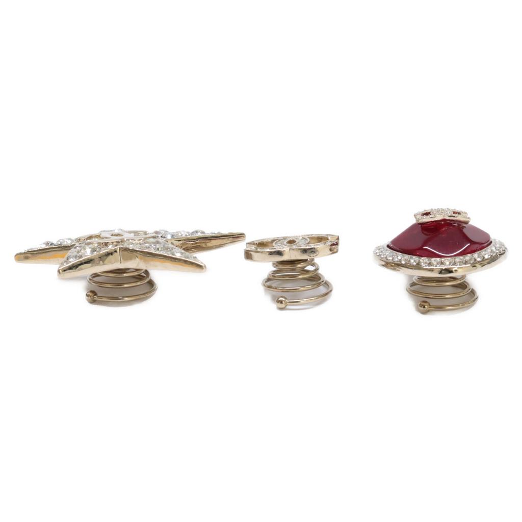 Chanel AB7578 B22C CC Logos, Resin, Star, Hair Accessory 3-Piece Set Hair Accessory Light goldUsed