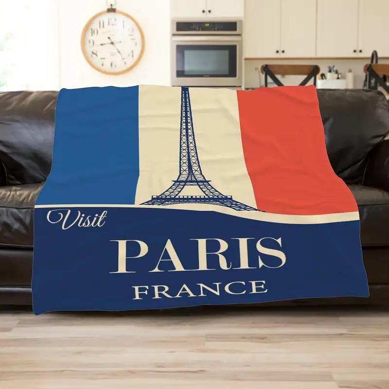 Eiffel Tower In Paris Printed Blanket for Sofa Bed Travel Camping Living Room Office Conditioning Blanket for All Seasons Gifts