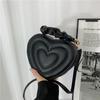 Retro Heart Shape Faux Leather Shoulder Bag for Women Fashionable Vintage Crossbody Purse CLE