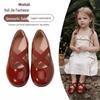 Weinrot Retro Runde Spitze Mädchen Mary Jane Ballerinas - Modisch, Vielseitig, Rutschfest Kleine Lederschuhe