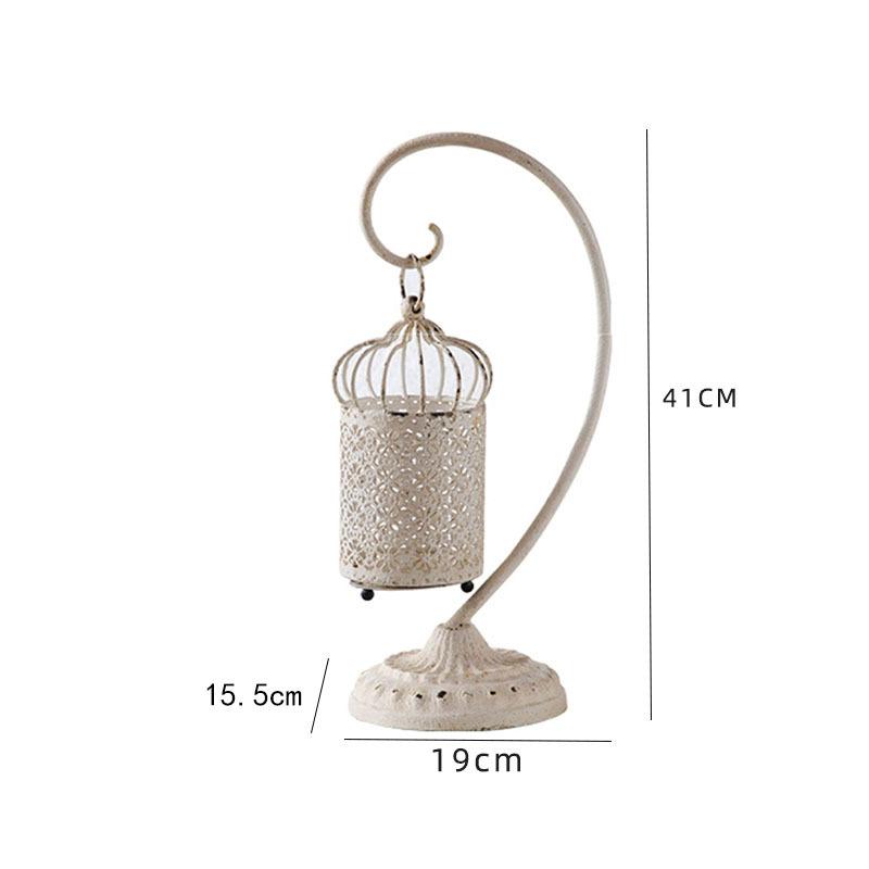 French Vintage Iron Hollow Tabletop Lantern, Creative Candle Holder Lamp Decor for Restaurant Home - Rustic Retro Centerpiece