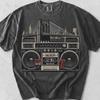 Retro Boombox Brooklyn Tee: 80s NYC Hip Hop Streetwear (Distressed Cotton)
