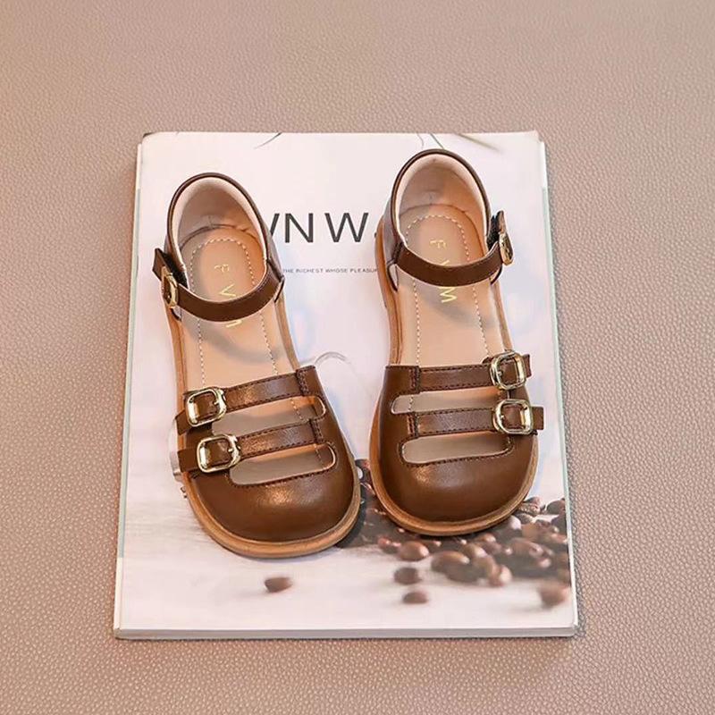Summer Toddler Girl Closed Toe Sandals Cute Bow Princess Shoes Soft Sole Beach Sandals size 26 коричневый