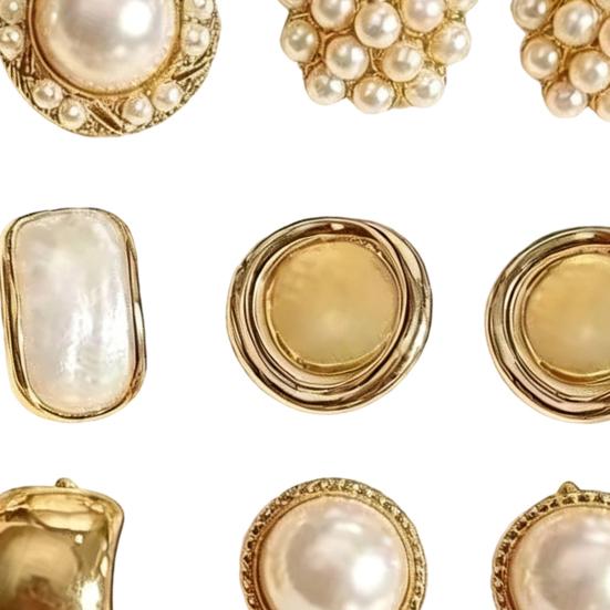 6 Pairs Stud Earrings High Gloss Imitation Pearls Faux Opal Round Square Design Ear Studs Versatile Jewelry Gift