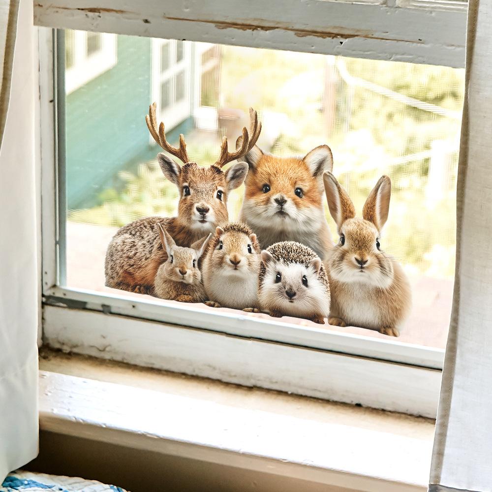 Entzückende Waldtier-Party Wohnzimmer Esszimmer Zuhause Glastüren und Fenster Dekoration Aufkleber