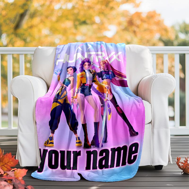 Customiz Name Personality K-Pop Demon Hunters Blanket Soft&Warm Office Bed Travel Lunch Break Blanket,Gift All Seasons