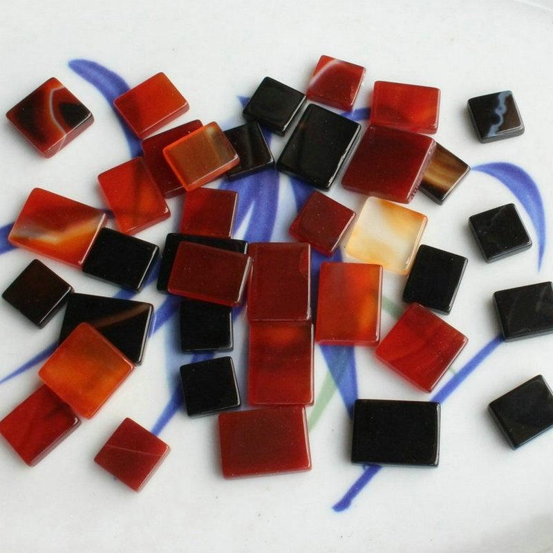 Double-Sided Natural Red and Black Agate Rectangular Slices - DIY Accessories