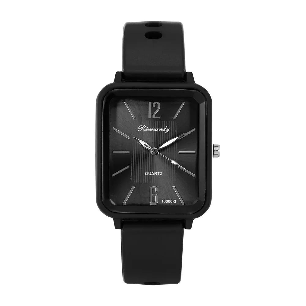 Fashion Silicone Women Watches Luxury Qualities Rectangle Quartz Wristwatches with Bracelet Simple Black White Female Wristwatch