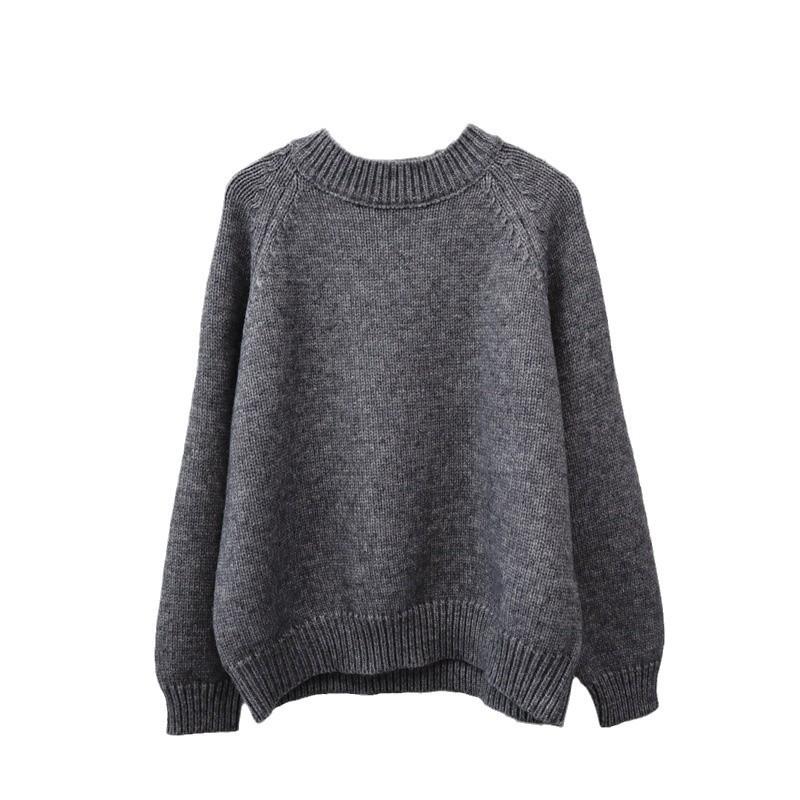 Autumn and winter new round neck loose lazy sweater pullover versatile soft waxy knitted sweater top women