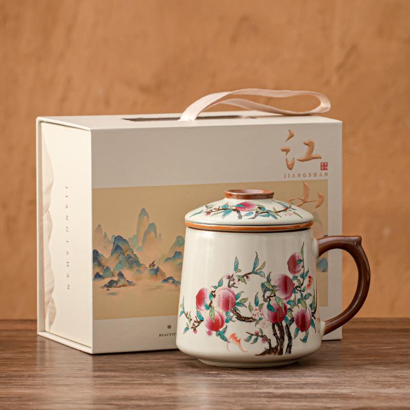Tea cup tea separation mug office cup ceramic souvenir gift box tea cup