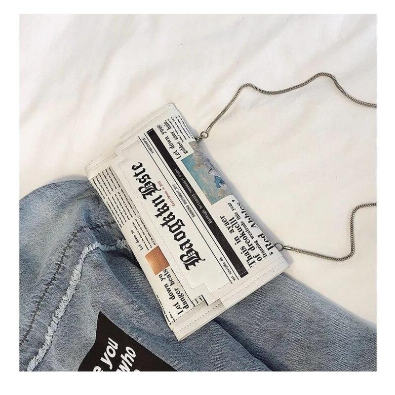 Luxury Designer Women Bags Personality Fashion Shoulder Bags Ladies All-match Messenger Bag Newspaper Modeling Small Square Bag