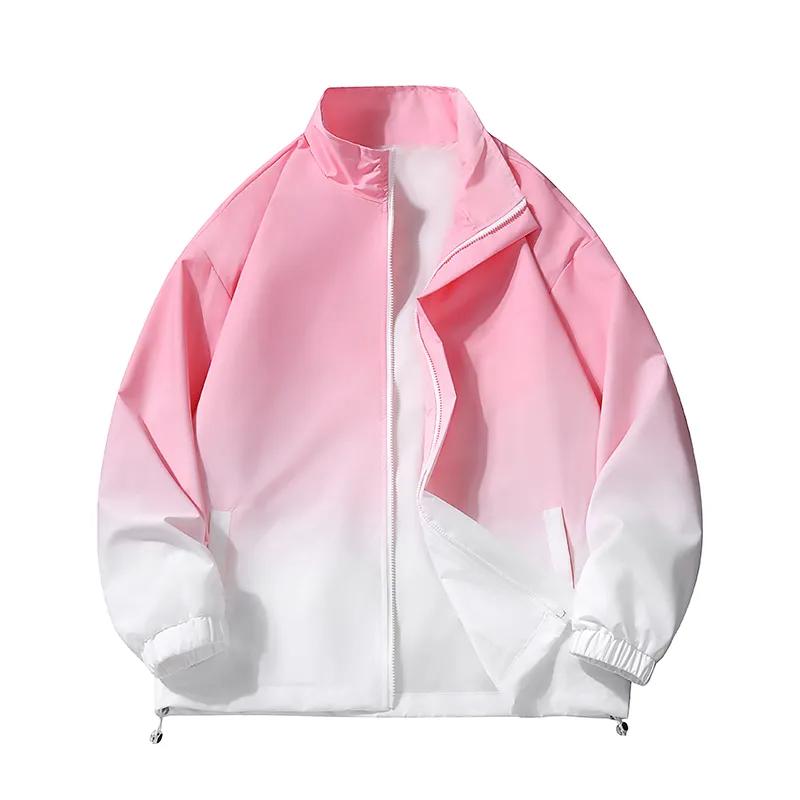 Jacke mit Stehkragen in Farbverlaufoptik, Gradient, Neuer Stil, Winddicht, Frühling, Herbst, Locker, Lässig, Trendiges Oberteil, Vielseitige Jacke
