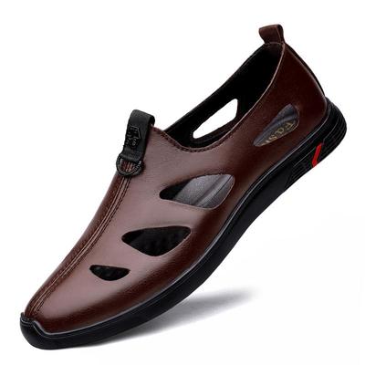 Sandalias de cuero genuino de marca de lujo para hombre, mocasines, sandalias de vestir de negocios para hombre, zapatos de cuero hechos a mano, sandalias para hombre