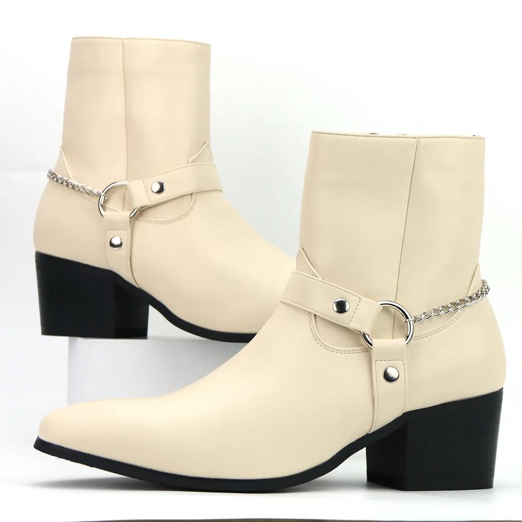 Modische Herrenstiefel Designer Mittelhohe Absatzstiefel Neue Chelsea Boots Luxuriöse Lederstiefel für Herren