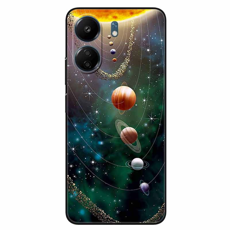 For Xiaomi Redmi 13C 4G Case Animals Painted Black Bumper Silicon TPU Coque for Redmi13C 4G 13 C Shockproof Covers Wolf Soft Bag