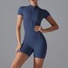 Tuta Corta da Donna con Zip Manica Corta Collo Alto Body Shorts