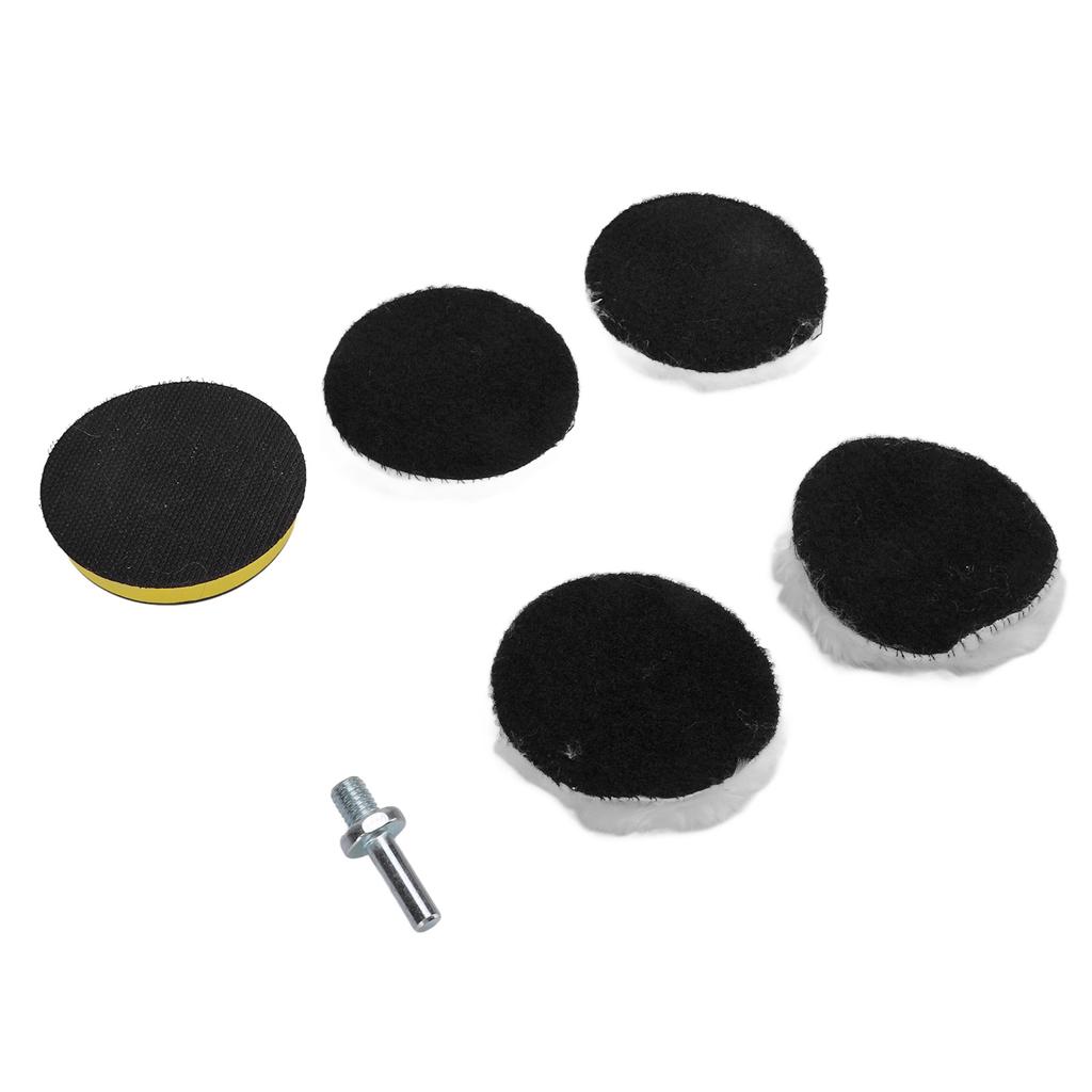 3in Imitation Wool Polishing Pad Kit with 5/8in‑11 Drill Adapter Buffing Pads for Car Buffer Polisher Wool Polishing Pad