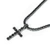 Eco-Friendly European & American Hip-Hop Zinc Alloy Rhinestone Cross Pendant Necklace with 4mm Diamond Tennis Chain