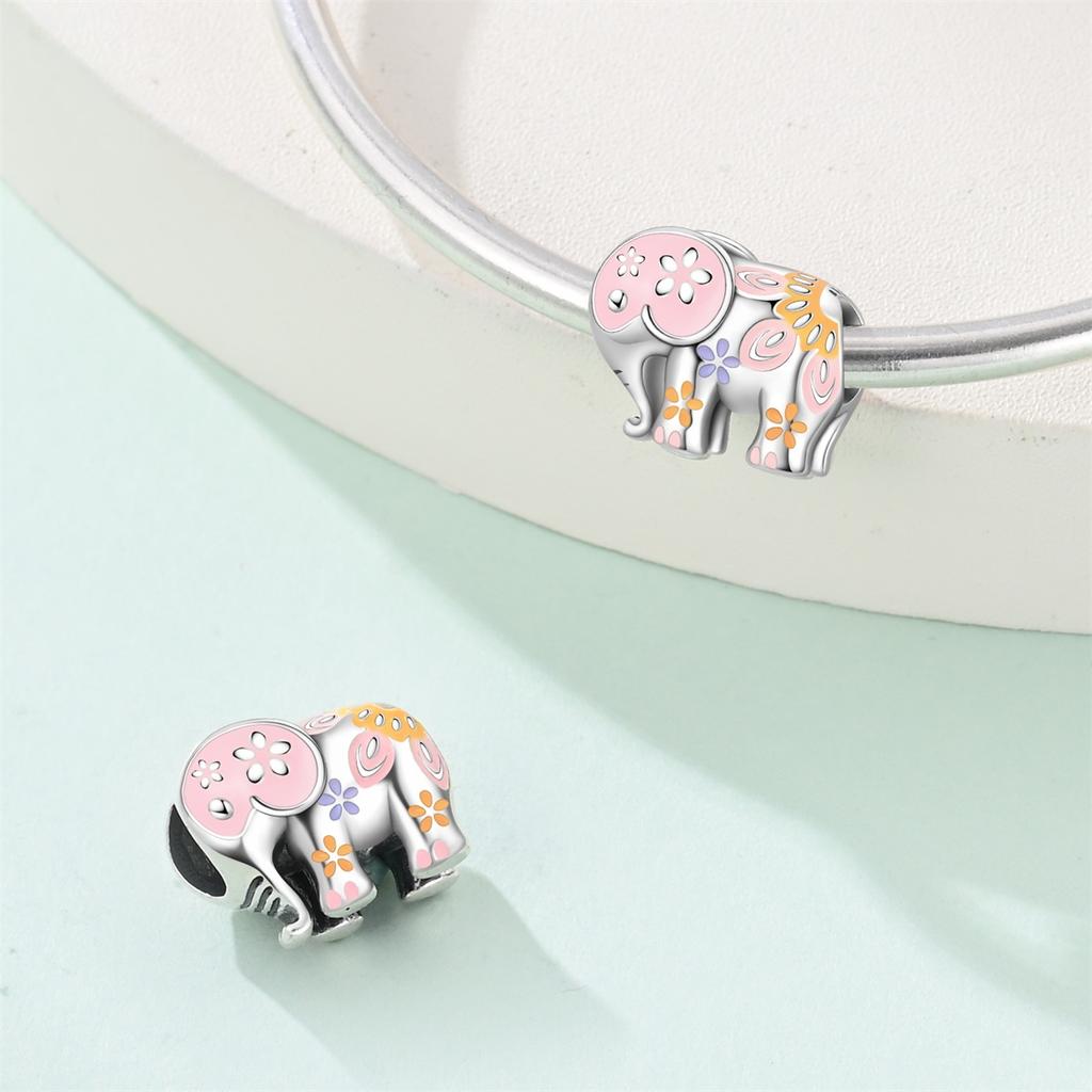 Charm Bead Components Authentic Original Copper Metal Cartoon Baby Elephant Bead Components Animal Bead Components Compatible With Bracelet High