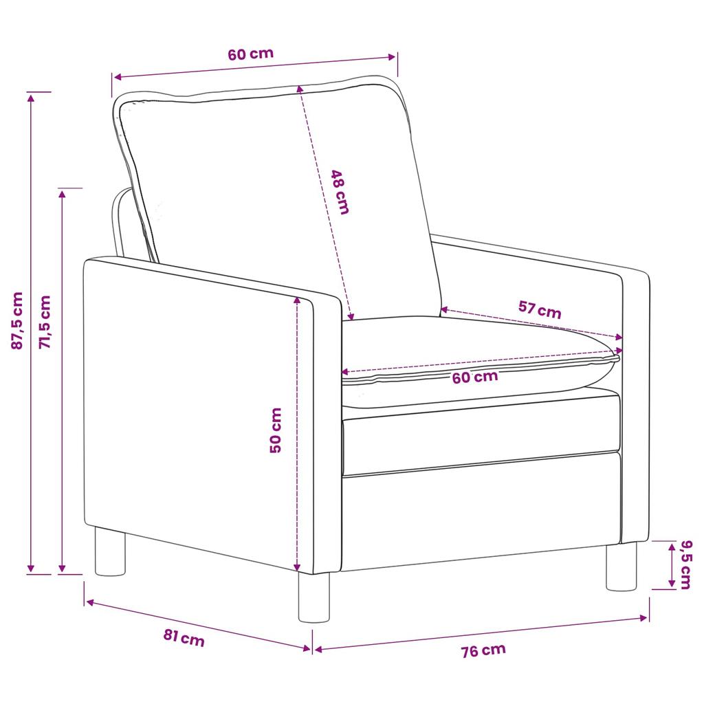 Sofa Blue 76 x 81 x 87.5 cm Polyester