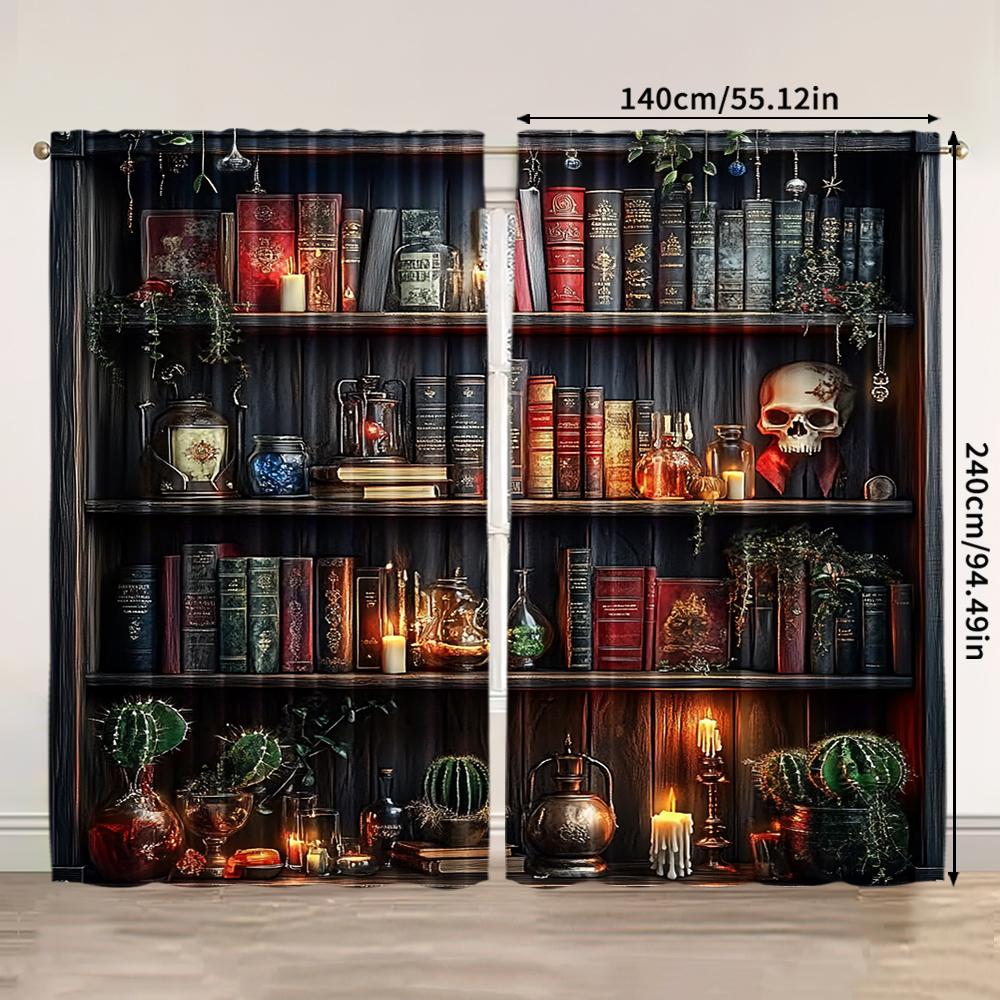 Flat Printing Drapes Gothic Magic Versatile Polyester Without Electricity Birthday Party Use Holiday Parties Curtains Set Of 2 Made