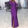 Sparkling Crystal V-Neck Evening Gown - Elegant Luxury Banquet & Performance Dress